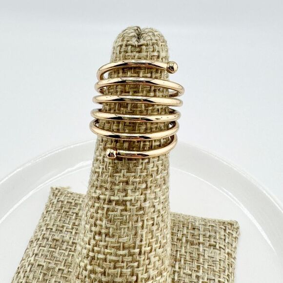Vintage Gold-Tone Spiral Ring Statement Timeless Minimalist Preppy Modern - Picture 6 of 8